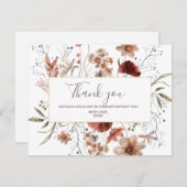 秋のワイルドフラワーの水彩画の感謝カード サンキューカード (正面/裏面)