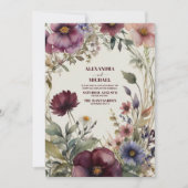 秋のワイルドフラワーの花嫁ウェディング 招待状 (正面)