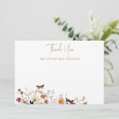 秋のワイルドフラワーの花嫁シャワー フラット サンキューカード (スタンド正面)