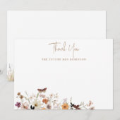 秋のワイルドフラワーの花嫁シャワー フラット サンキューカード (正面/裏面)