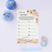 秋のワイルドフラワーはワインシャワーゲームカードを推測 チラシ (シングル)