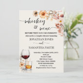 秋のワイルドフラワーウイスキーとワインカップルがシャワー 招待状 (スタンド正面)