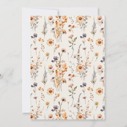 秋のワイルドフラワーウイスキーとワインカップルがシャワー 招待状 (裏面)