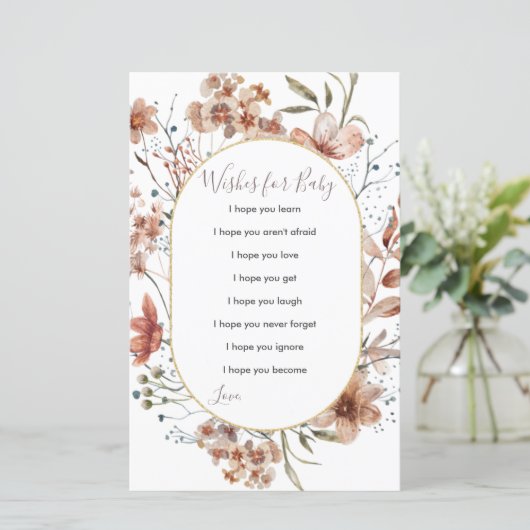 秋のワイルドフラワーウォータカラーの希望ベビーカード (スタンド正面)