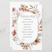 秋のワイルドフラワーウォータカラーの希望ベビーカード (正面/裏面)