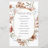 秋のワイルドフラワーウォータカラーの希望ベビーカード (正面)