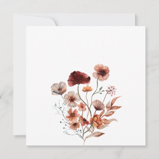 秋のワイルドフラワーウォータカラーベビー散布 招待状 (裏面)