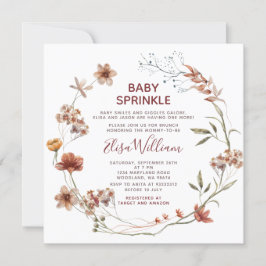秋のワイルドフラワーウォータカラーベビー散布 招待状