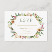 秋のワイルドフラワーウォータカラー結婚の金ゴールド