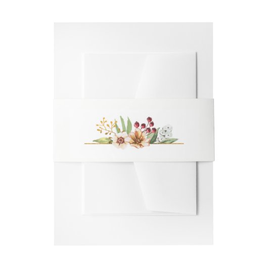 秋のワイルドフラワーウォータカラ結婚ーの色 招待状ベリーバンド (正面例)