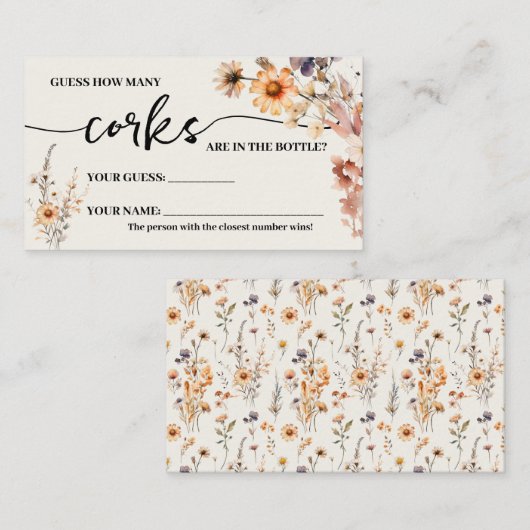 秋のワイルドフラワーシャワーゲームカードの数 プレイスカード (正面/裏面)