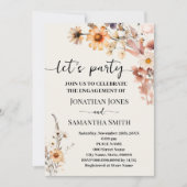 秋のワイルドフラワーズパーティーボホ婚約 招待状 (正面)