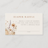 秋のワイルドフラワーフィールド赤ちゃんシャワーおむつラッフル エンクロージャーカード (正面)