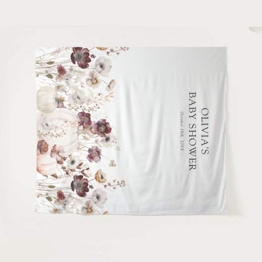 秋のワイルドフラワーベイビーシャワーフォトブース タペストリー (正面(横))