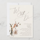 秋のワイルドフラワーベージュ我々はまだ誓いを更新する 招待状 (正面)
