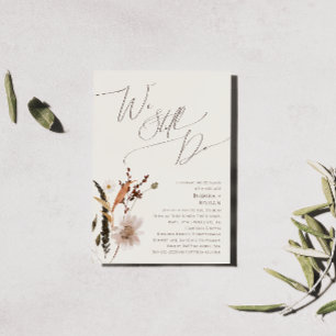 秋のワイルドフラワーベージュ我々はまだ誓いを更新する 招待状