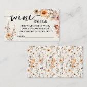 秋のワイルドフラワーワインラッフルチケットシャワーカード プレイスカード (正面/裏面)