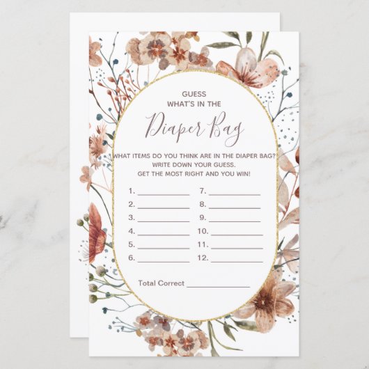 秋のワイルドフラワー推測おむつバッグ (正面/裏面)