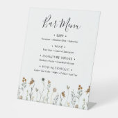 秋のワイルドフラワー結婚のバーメニュー 台座サイン (正面)