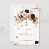 秋のワイルドフラワー ゴールド フローラル ブライダルシャワー サンキューカード (正面)