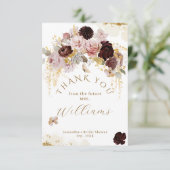秋のワイルドフラワー ゴールド フローラル ブライダルシャワー サンキューカード (スタンド正面)