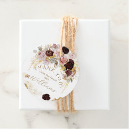 秋のワイルドフラワー ゴールド フローラル ブライダルシャワー フェイバータグ