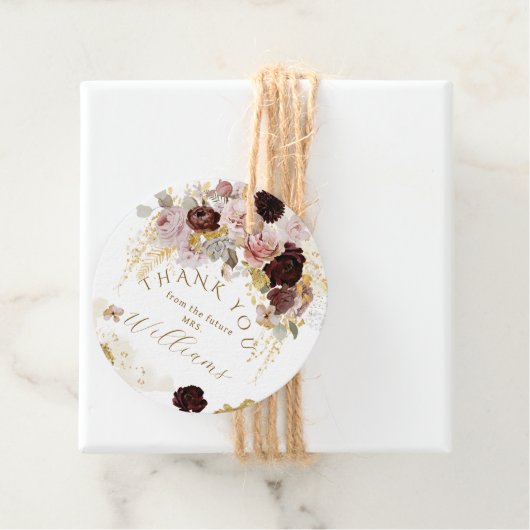 秋のワイルドフラワー ゴールド フローラル ブライダルシャワー フェイバータグ (インサイチュ)