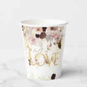 秋のワイルドフラワー ゴールド フローラル ブライダルシャワー 紙コップ (裏面)