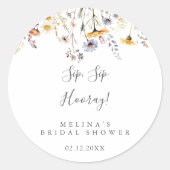秋のワイルドフラワー シップシップ フーレイ ブライダルシャワー ラウンドシール (正面)