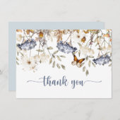 秋のワイルドフラワー、ハイドランジア、蝶の庭 サンキューカード (正面/裏面)
