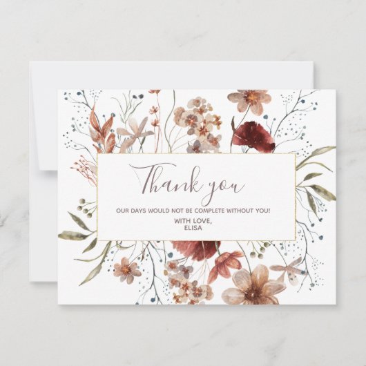 秋のワイルドフラワー 水彩画 感謝カード (正面)
