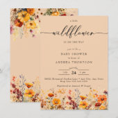 秋のワイルドフラワー | 花のベビーシャワー 招待状 (正面/裏面)