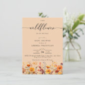 秋のワイルドフラワー | 花のベビーシャワー 招待状 (スタンド正面)