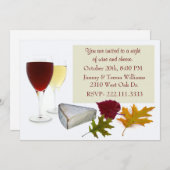 秋のワインおよびチーズパーティの招待状 招待状 (正面/裏面)