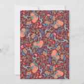 秋のワイン桃の水色ブライダル茶 招待状 (裏面)