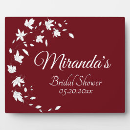 秋のワイン&ホワイトフローラブライダルシャワーテーブル フォトプラーク