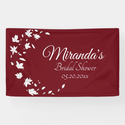 秋のワイン&ホワイトフローラブライダルシャワーバナー 横断幕 (横)