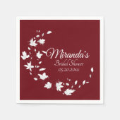 秋のワイン&ホワイトフローラブライダルシャワー紙 スタンダードカクテルナプキン (正面)