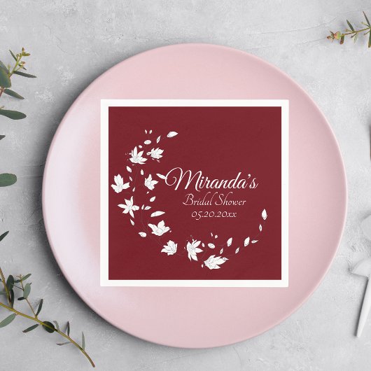 秋のワイン&ホワイトフローラブライダルシャワー紙 スタンダードカクテルナプキン