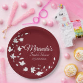 秋のワイン&ホワイトフローラブライダルシャワー ペーパープレート (パーティー)