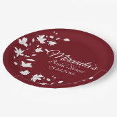 秋のワイン&ホワイトフローラブライダルシャワー ペーパープレート (アングル)