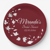 秋のワイン&ホワイトフローラブライダルシャワー ペーパープレート (正面)