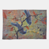 秋のワタリガラス キッチンタオル (横)
