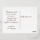 秋のワードアートハッピー感謝祭2025グラム実在 箔シーズンポストカード (裏面)