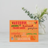 秋のワードアートハッピー感謝祭2025グラム実在 箔シーズンポストカード (立ち正面)