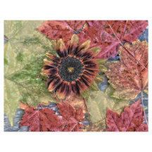 秋のヴィンテージひまわり素朴茶もみじ葉の