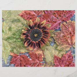 秋のヴィンテージひまわり素朴茶もみじ葉の