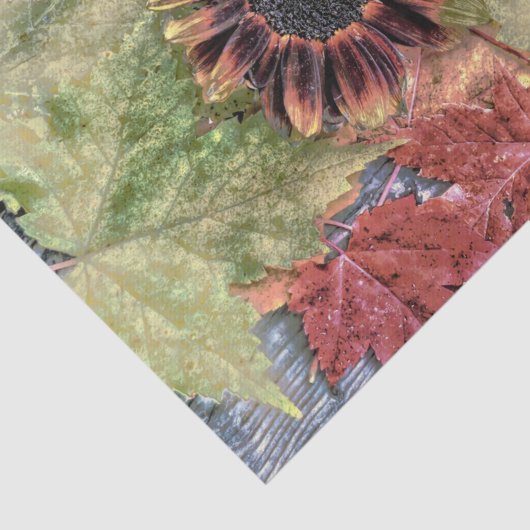 秋のヴィンテージひまわり素朴茶もみじ葉の 薄葉紙 (詳細)