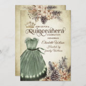 秋のヴィンテージエレガントフローラティアラキンセアニラ 招待状 (正面/裏面)