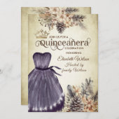 秋のヴィンテージエレガントフローラティアラキンセアニラ 招待状 (正面/裏面)